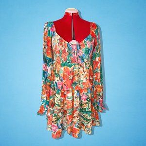 Flying Tomato - Creative Expression Tropical Fit & Flare Dress - Size Large